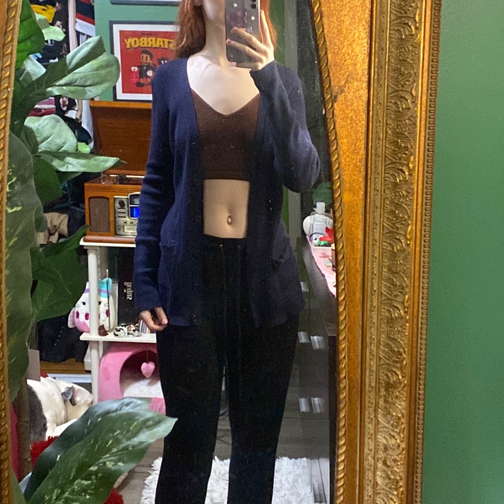 Navy blue button down cardigan